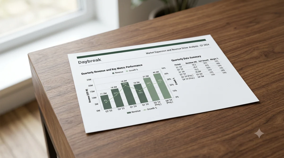 The Daybreak Working Capital Audit on a desk
